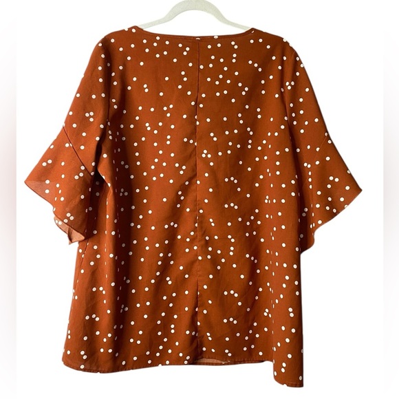 Emery Rose Rust Polka Dot Tie-Neck Blouse | Size Large - Picture 3 of 3